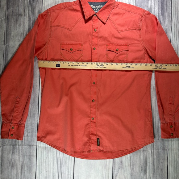Wrangler Retro Inspired Salmon Colored Pearl Snap Western Button Down XL - Picture 7 of 7